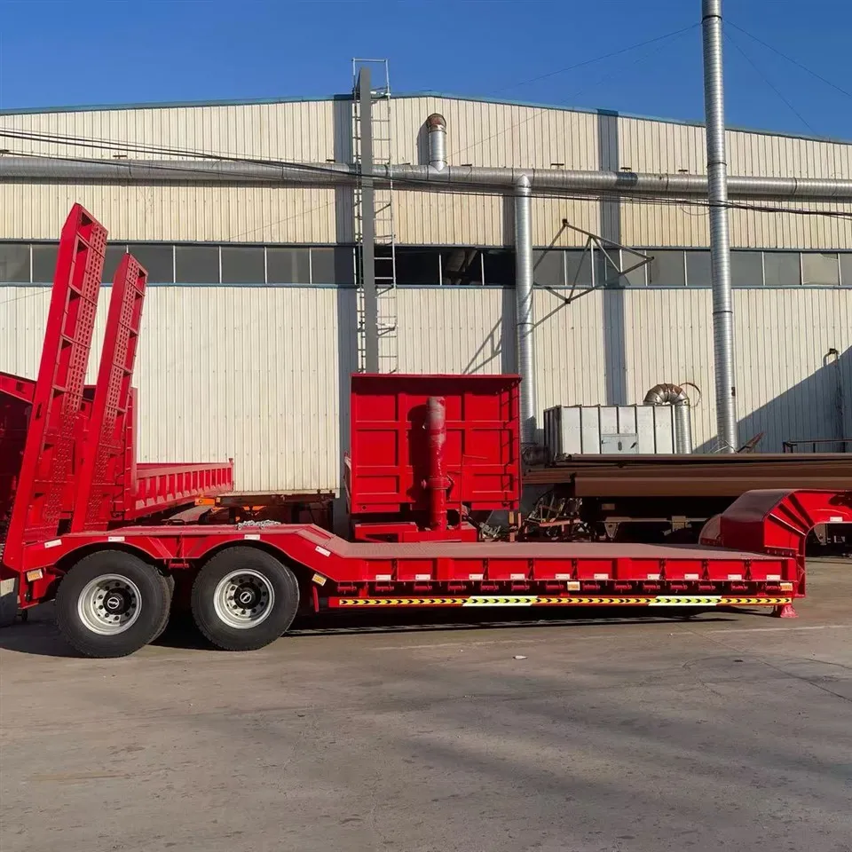 Factory 3 Axle 70 Ton 40 ft 40 Ton Loader Extendable 50 Tons Hydraulic Used Lowbed Truck Lowboy Low Bed Semi Trailer Προς πώληση